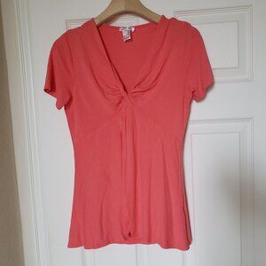 Venus Women's Coral Knot V-Neck Split Top - size Medium - EUC